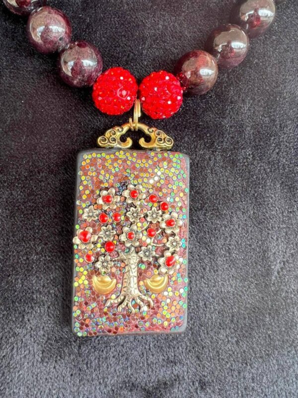 Tree of Life Necklace, Garnet Necklace, Beaded Necklace