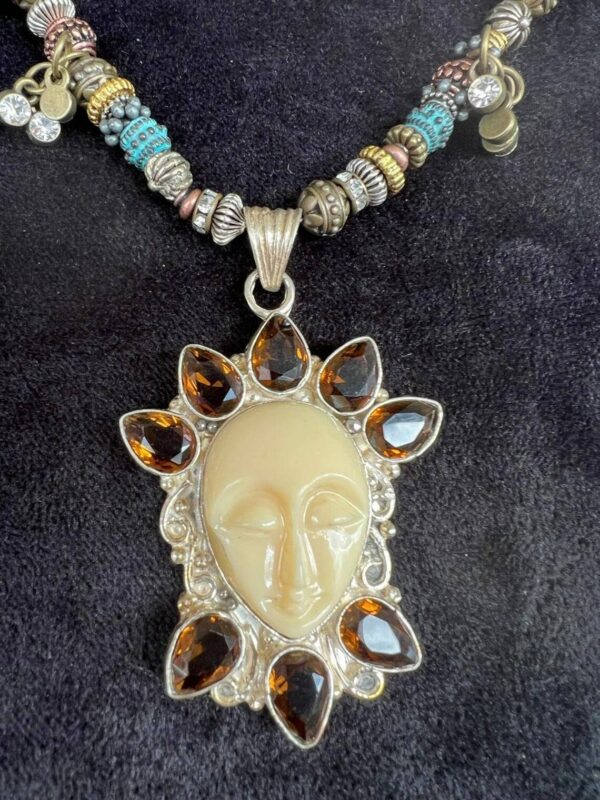 925 Balinese Style Honey Topaz Moon Goddess Necklace